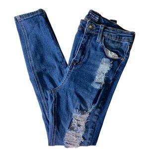 Wax+Jeans Jeans Youth Distressed Skinny Medium Wash Size 5 Youth Kids
